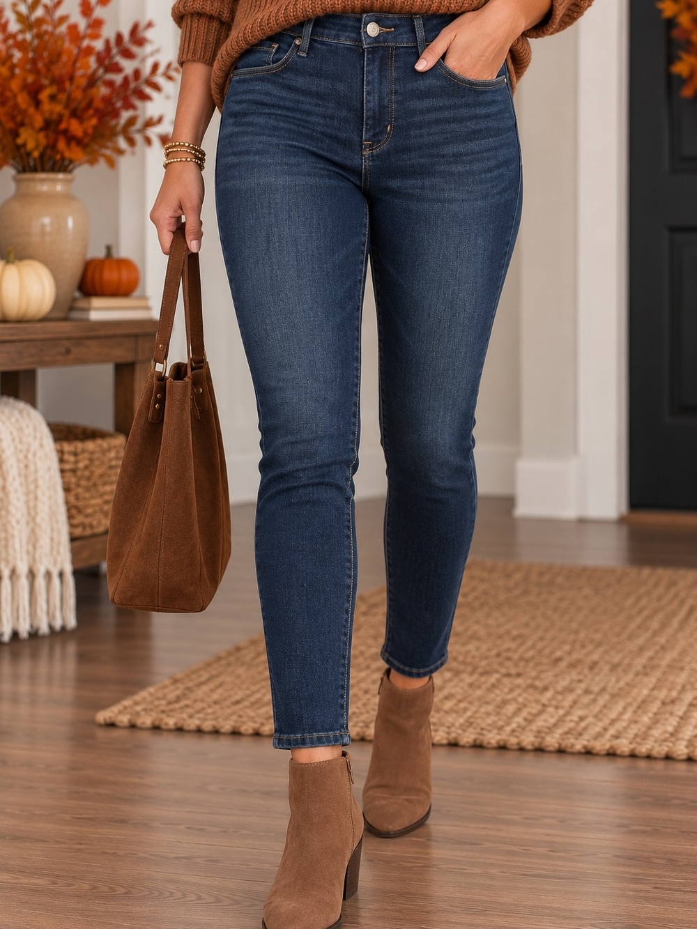 Signature by Levi Strauss Dark Blue Ankle Skinny Jeans